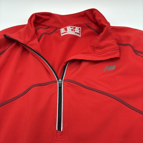 New Balance Jogger Jacket Mens Size Extra Large Pull Over Quarter Zip Red - Picture 2 of 12